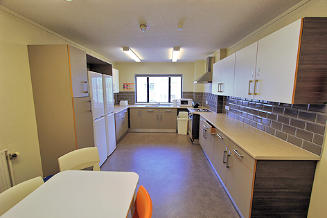 Wide view of student kitchen