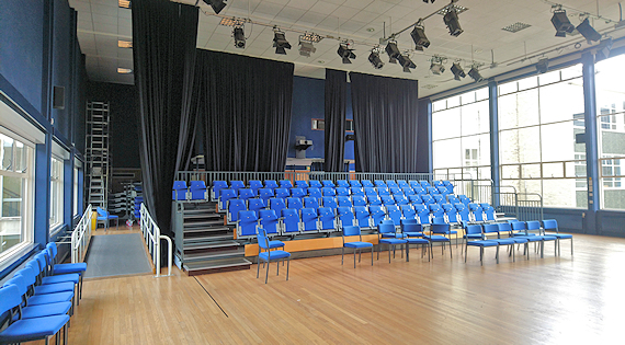 Raked seating in Main Hall