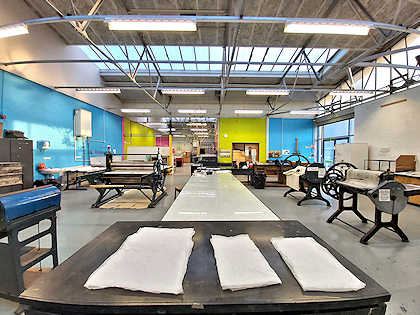 Large art room with various equipment