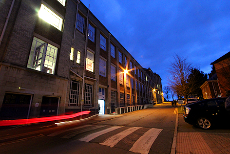Timelapse car rear light trails at the side of Maidwell
